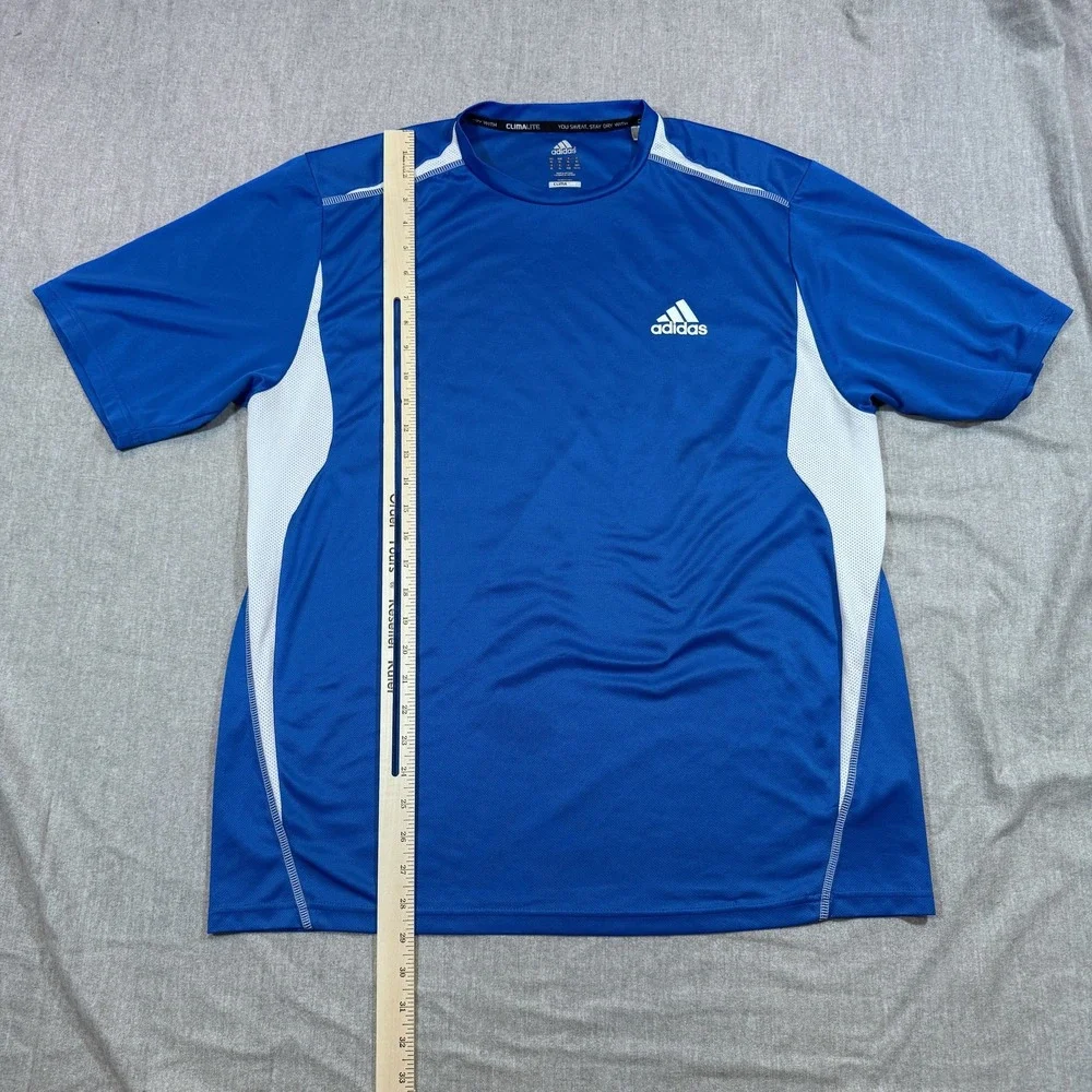 Adidas Shirt Mens‎ Extra Large Blue White Climalite Athletic Performance Tee XL